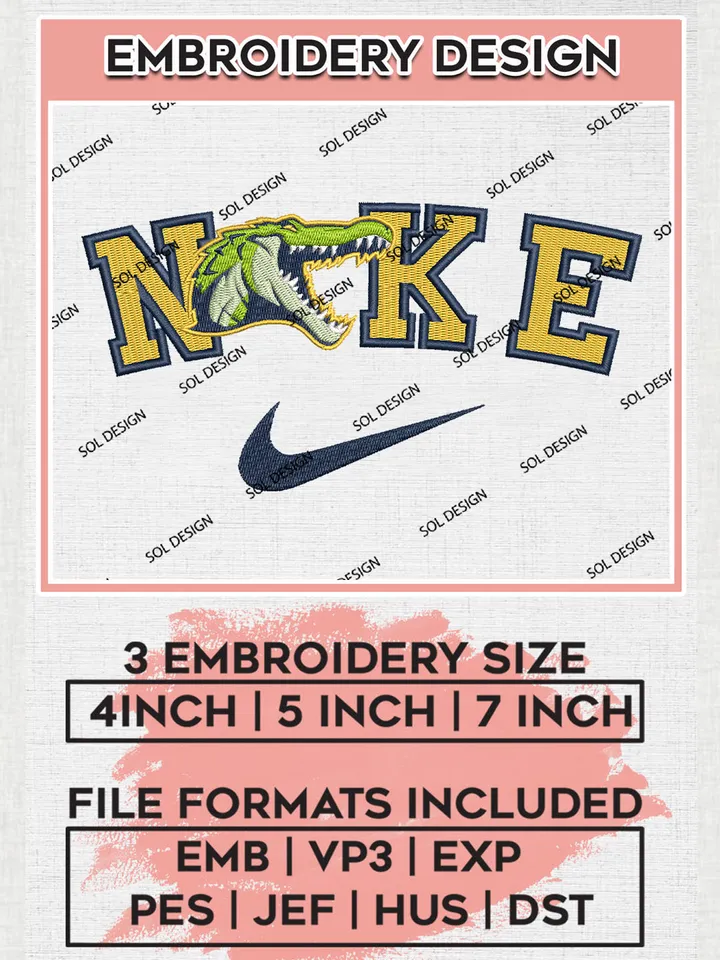 Ni.kee Allegheny Gators Team Logo Embroidery Design Files, NCAA Allegheny Gators Machine Embroidery, NCAA Teams, 3 sizes, NCAA Machine embroidery designs, Digital Download