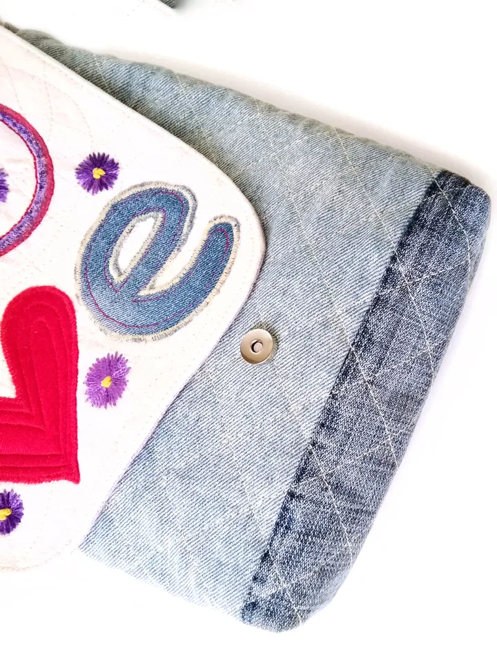 Handcrafted Denim Shoulder Bags: Handmade Embroidered Fabric Women's Handbags - Functional Accessories in Boho Style. FREE SHIPPING!
