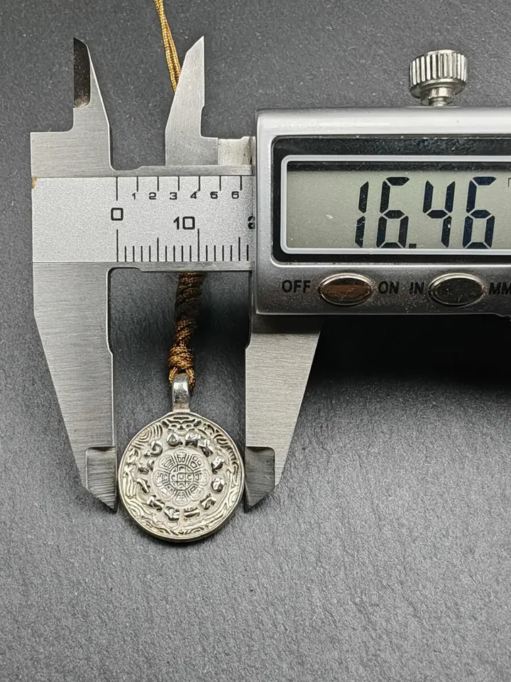 Gandhanra Handmade Tibetan Buddhist Calendar Badge,Melong Mirror, SIPAHO Amulet for Phone or Bage Pendant,Made of Sterling Silver