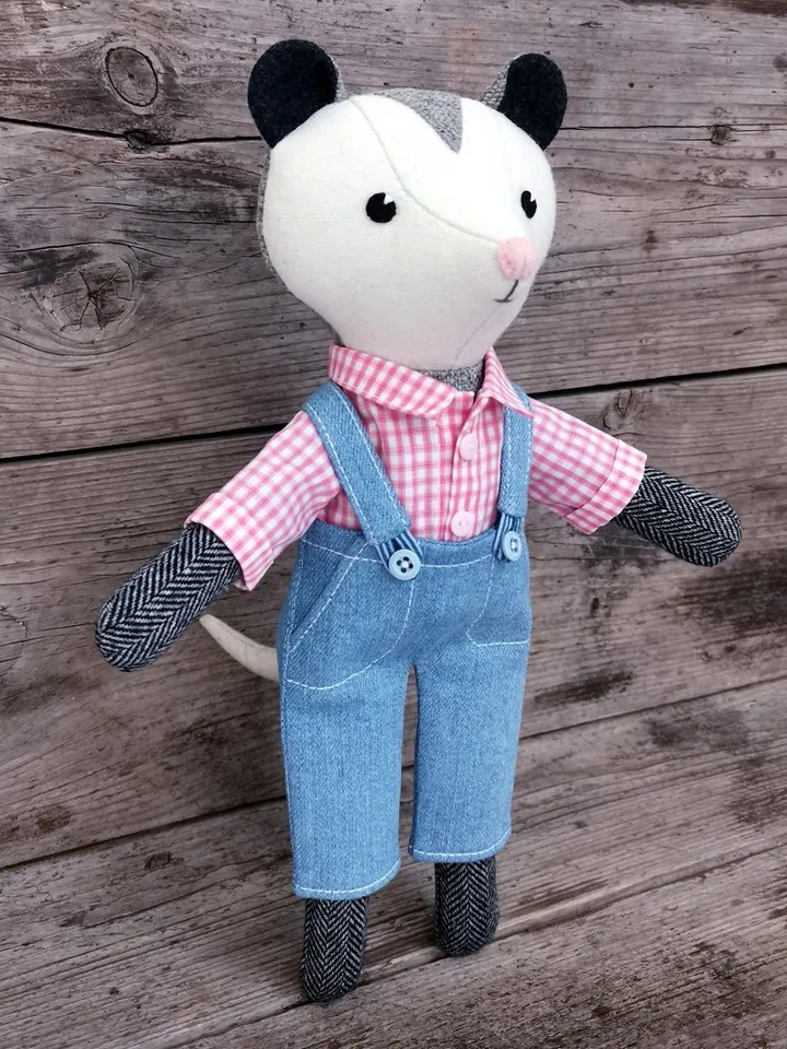 Gray possum boy, handmade plush doll, opossum stuffed toy, possum soft toy