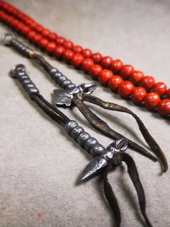 Gandhanra Handmade Tibetan Buddhist Mala Counters,Prayer Bead Counters,with Kartika and Kila Pendant, Made of Cold Iron