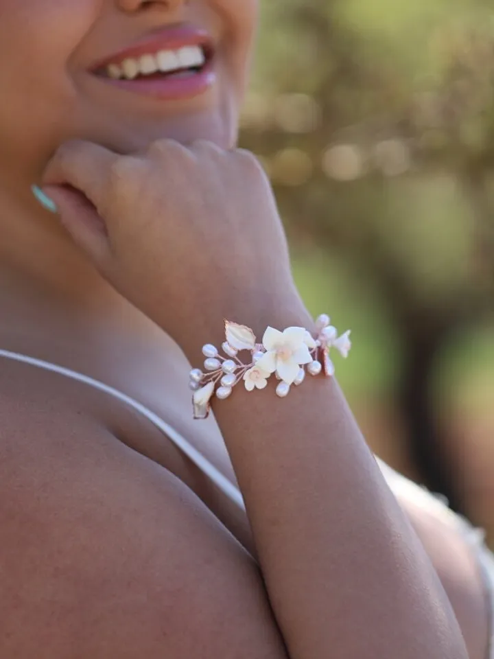 Porcelain Flowers Wedding Bracelet
