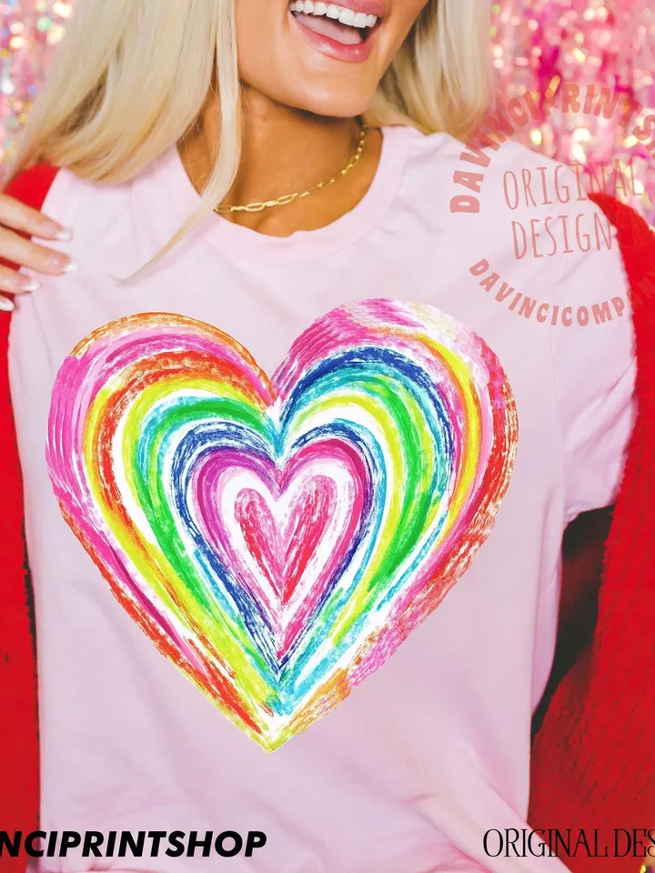 Valentines Day png Sublimation, Valentines heart printable, colorful rainbow heart digital, Valentines love clipart, Happy Valentines day