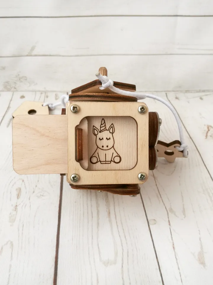 fidget toy - Busy cube - butterfly, wooden baby montessori toy for toddlers