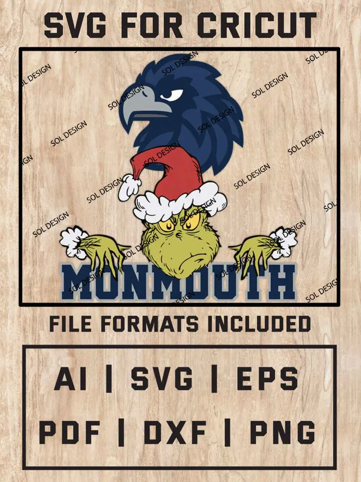 Grinch Monmouth Hawks SVG, NCAA SVG Design, NCAA Monmouth Hawks SVG, NCAA Hawks Cricut, Christmas Svg, Grinch svg, Digital Download
