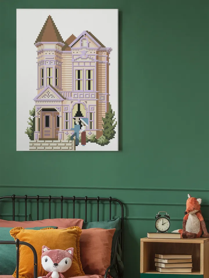 Vintage Cross Stitch Pattern Victorian House Counted Digital Download PDF