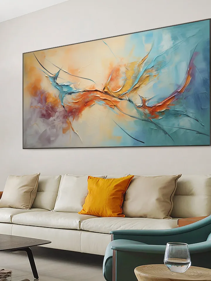 Original Framed Colorful Oil Painting On Canvas, Large Wall Art, Abstract Flowers Painting, Custom Painting, Living room Wall Art Home Decor