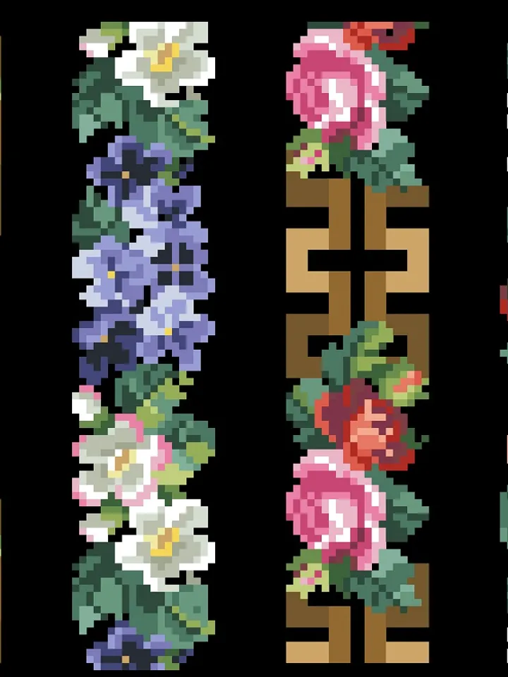 Antique Cross Stitch Pattern Floral Border Digital Download PDF