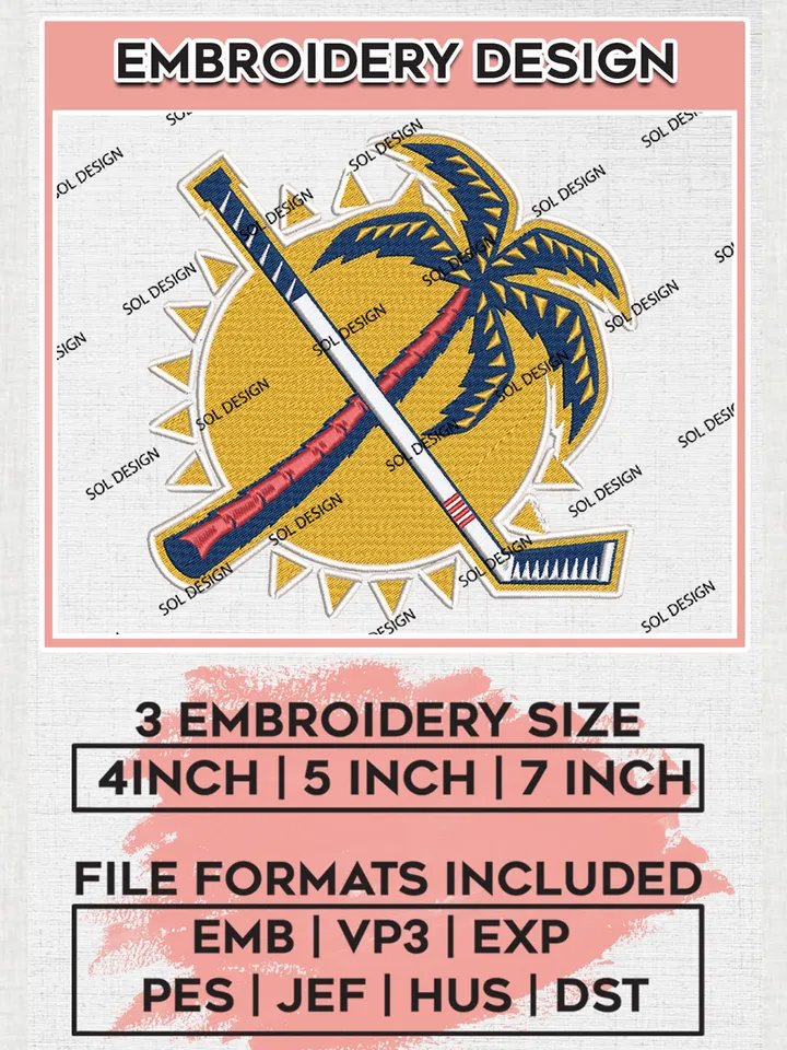 Florida Panthers Team Mascot Logo Embroidery Design, NHL Florida Panthers Logo Embroidery Files, Hockey Team Machine Embroidery, Machine Embroidery Design