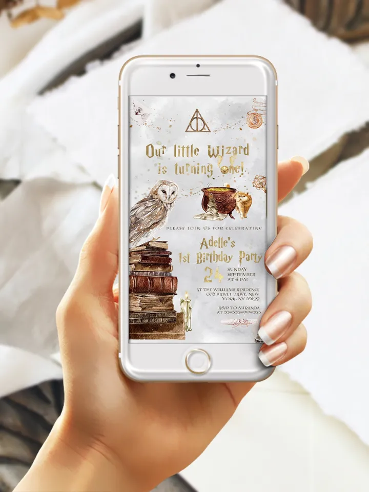The Chosen One Invitation; Wizard Birthday Party; Magic School 1st Birthday Invitation Template; Editable Wizarding World Invitation; W8