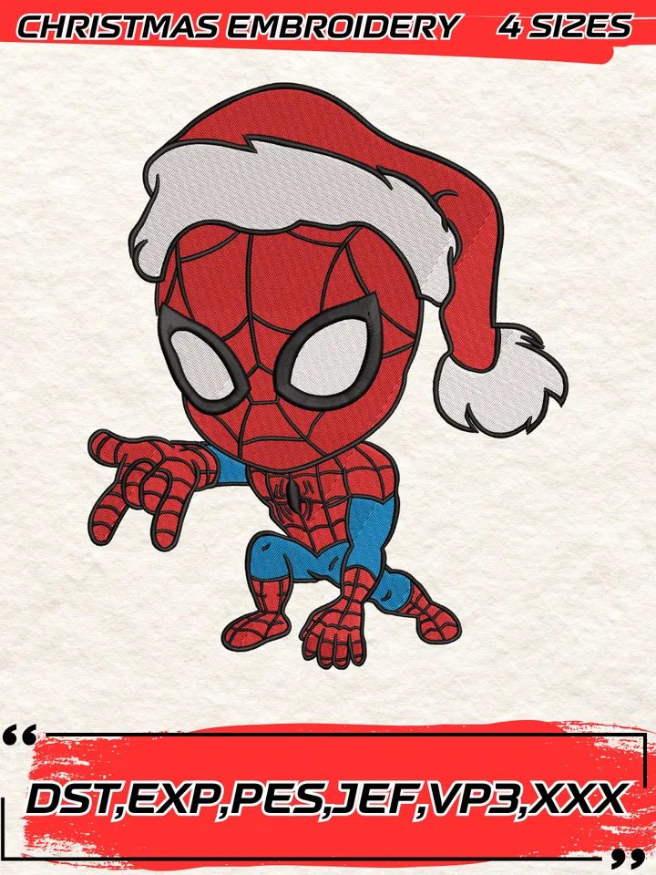 Spider Man Santa Christmas Embroidery Design,Christmas Embroidery Design,4 Sizes, Digital Download