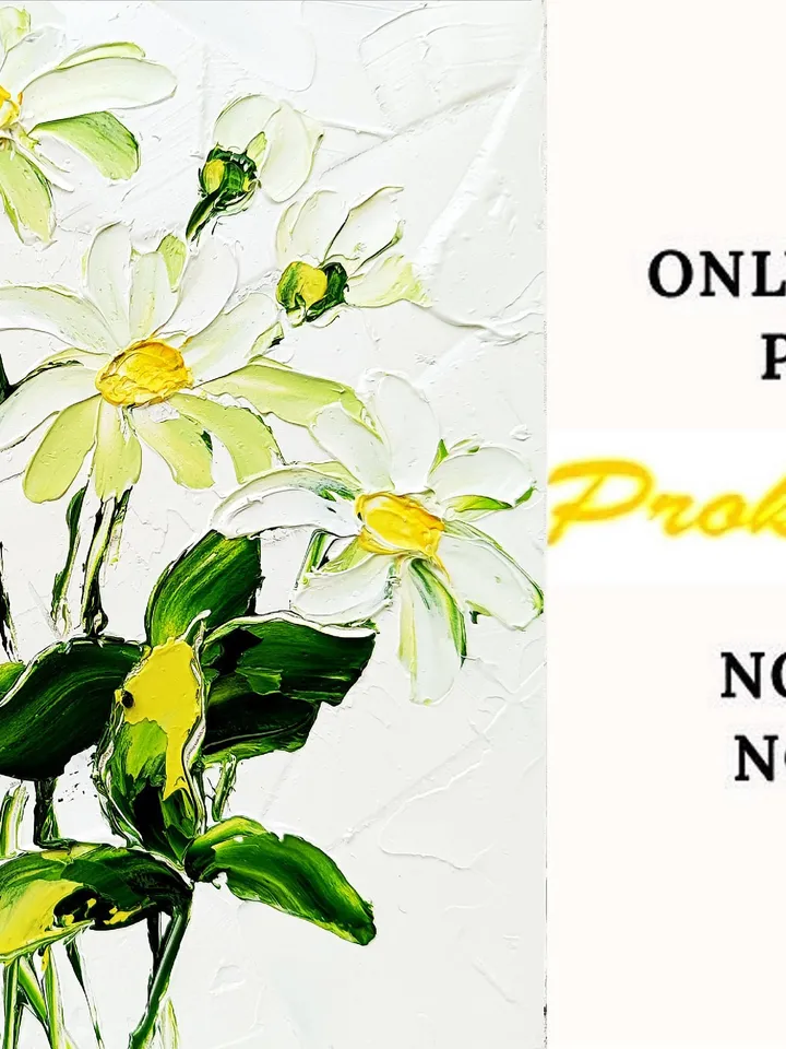 Daisy Painting Monochrome Original Art Impasto Oil Painting Daisy Flower Small Wall Art by ArtProkopaloSv
