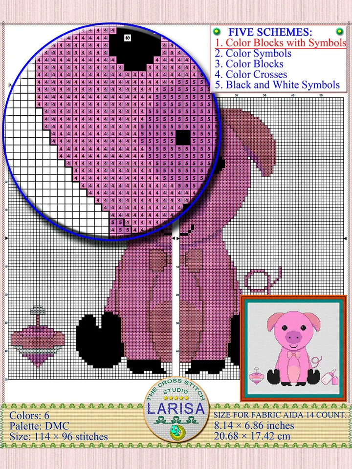 Pig Cross Stitch Pattern | Piggy’s Picture Chart