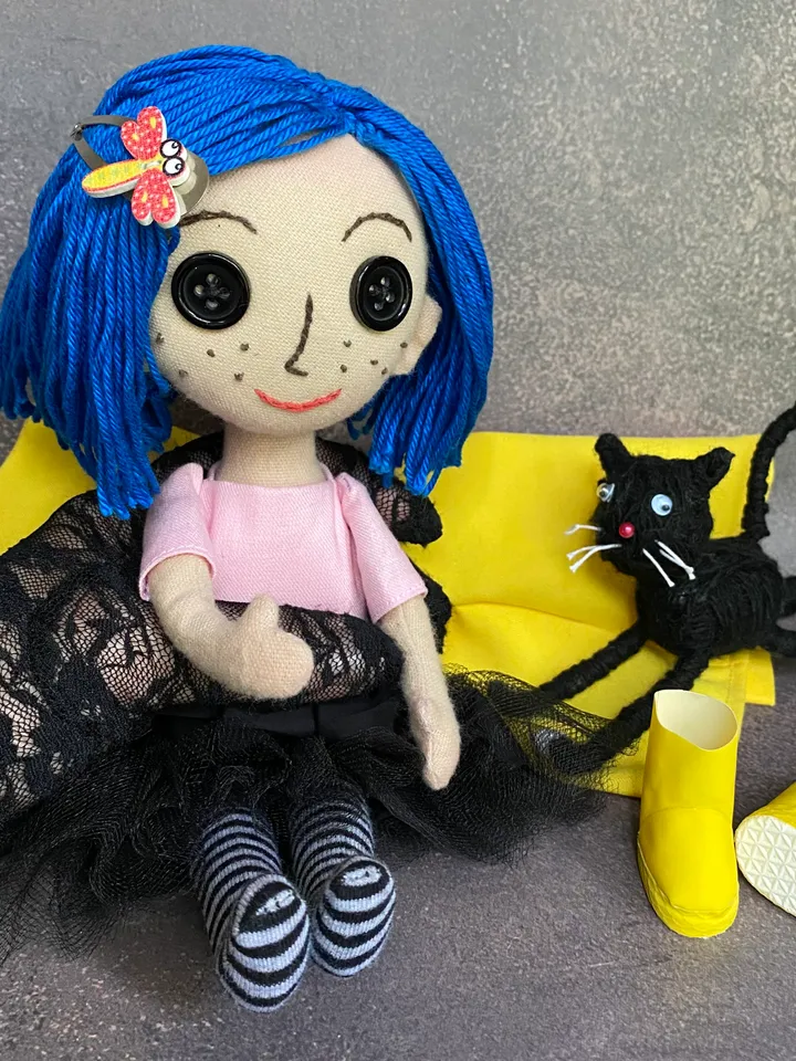 Coraline doll . Cloth doll . Beautiful doll . Handmade doll . Rag doll . Teenage girl gifts . Halloween doll . Coraline