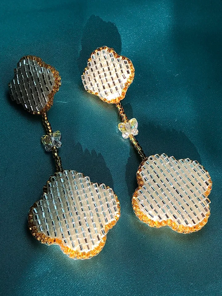 Clover Beaded Earrings Van Cleef Style