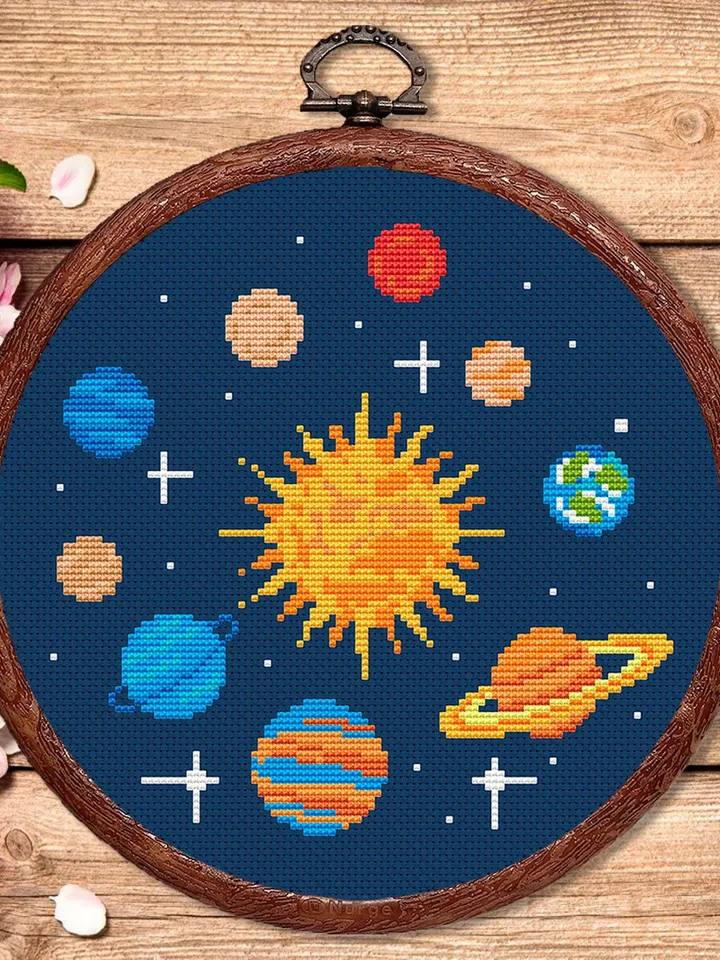 Solar System Cross Stitch Pattern, Planets Cross Stitch Pattern, SunPattern, Space Cross Stitch Pattern, Solar System Patterns #spc011