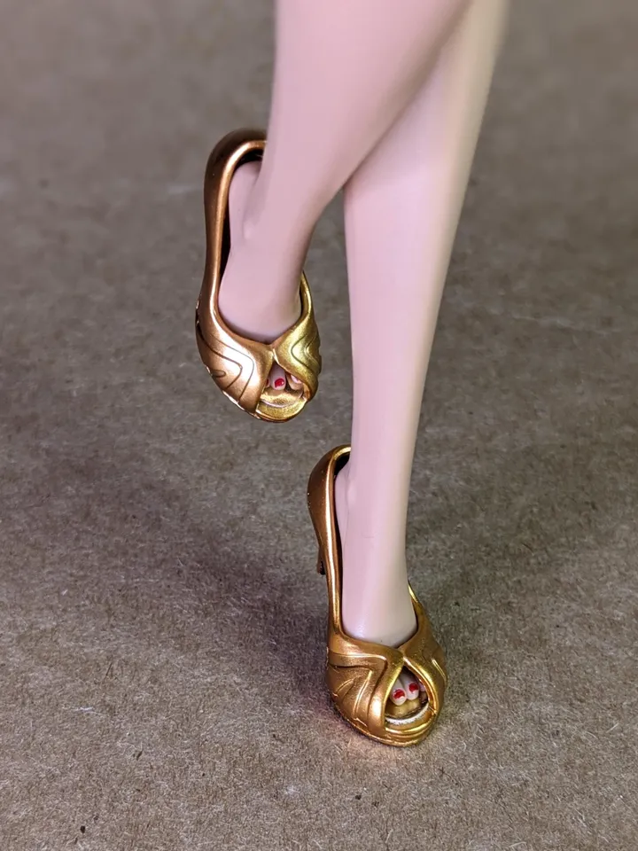 Gold heels sandals for fashion female dolls (Color Infusion, MH)