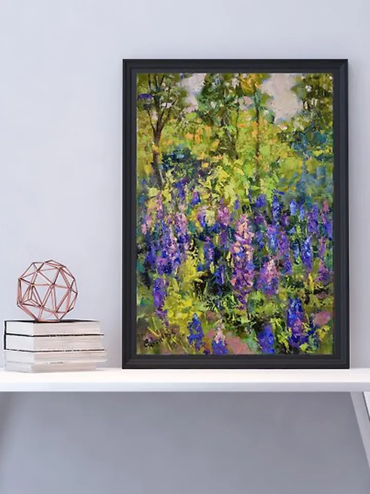 Meadow Painting Nature Landscape Blooming Wildflower Original Art