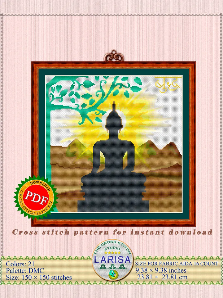 Buddha Cross Stitch Pattern | Bodhi Tree