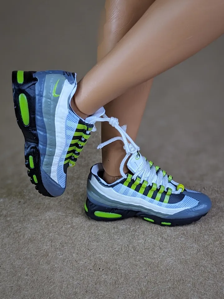Premium white & gray sneakers for 12 inch male dolls