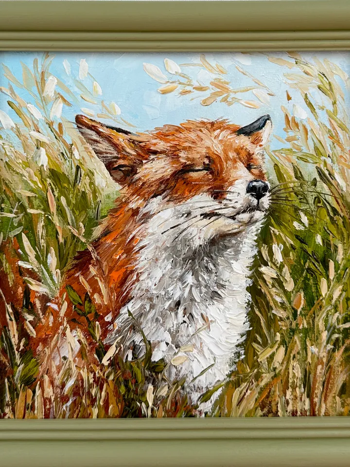 Fox painting, fox oil art