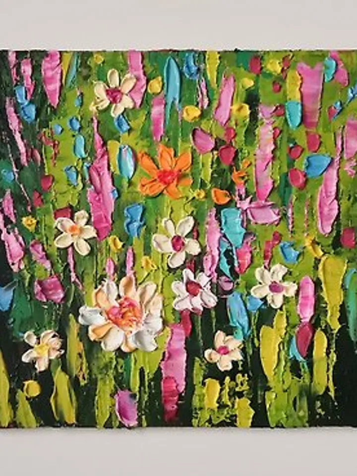 Wildflower Painting Original Art Impasto Oil Painting Flower Artwork by Verafe