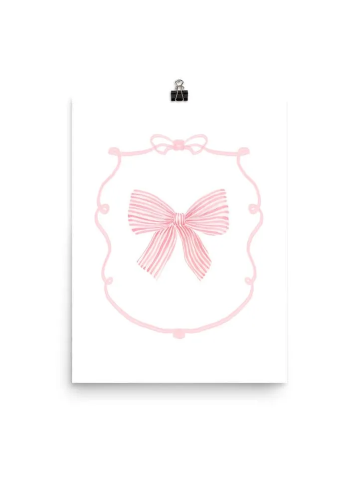 Pink Bow Set Of 4 Watercolor Digital Download, Nursery Decor, Girls Room Print, Baby Bow Art, Watercolor Bow Art, Girls Birthday Gift
