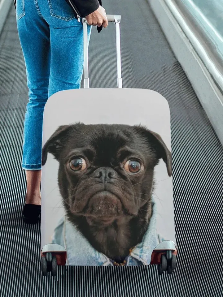 Personalized Luggage Cover Photo Dog Cat, Custom Suitcase Cover