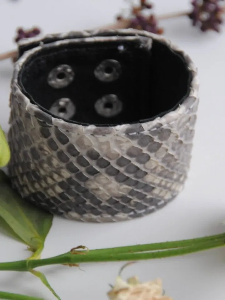 FAST SHIPPING Genuine Python Skin Bracelet Snake Print Leather Bracelet | Handmade Leather Bracelet Flat | Bracelet Woman | Leather Bracelet