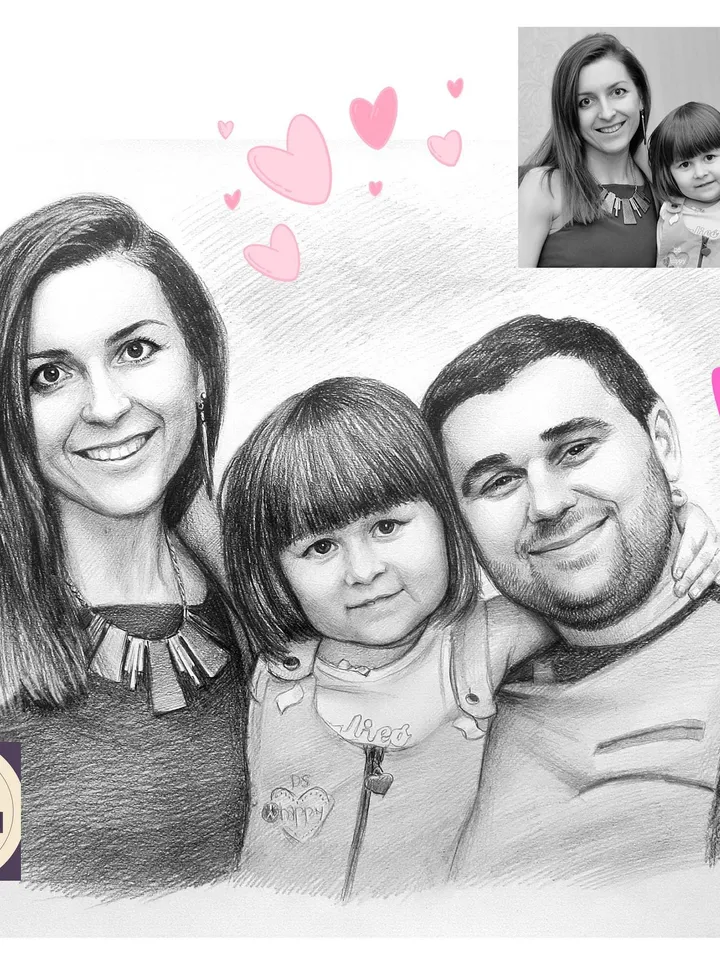 Custom couple pencil portrait | Hand-drawn couple | Custom hand painted portrait | Unique gift idea for mom, father, husband, wife, children