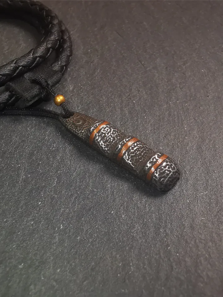 Gandhanra Handmade Tibetan Amulet Pendant,Tibetan Ladder of Heaven, Made of Cold Iron,1.38"