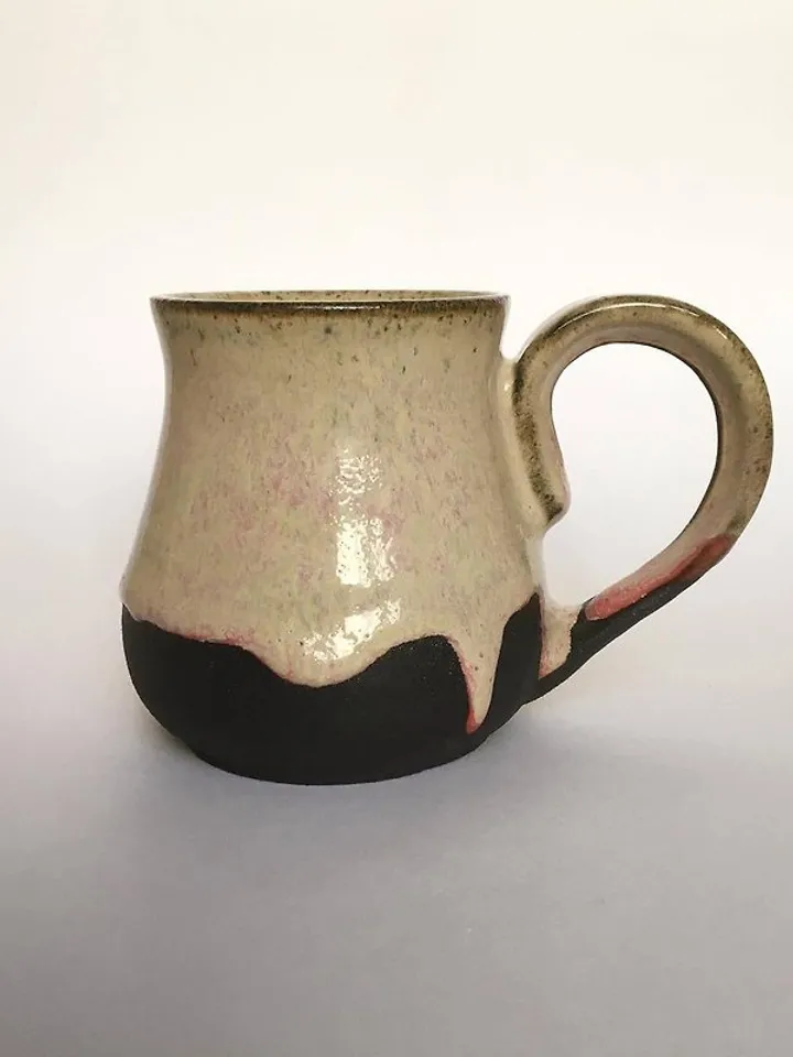 Rose, vanilla and black glazed stoneware mug