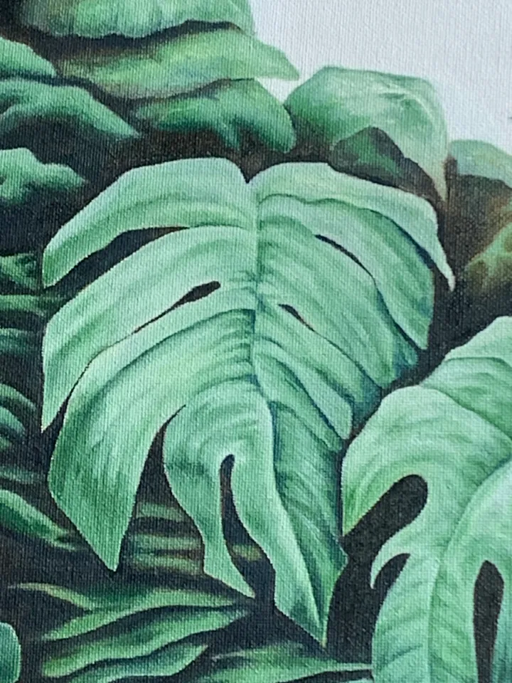 Interior design painting "Abstract green leaves"