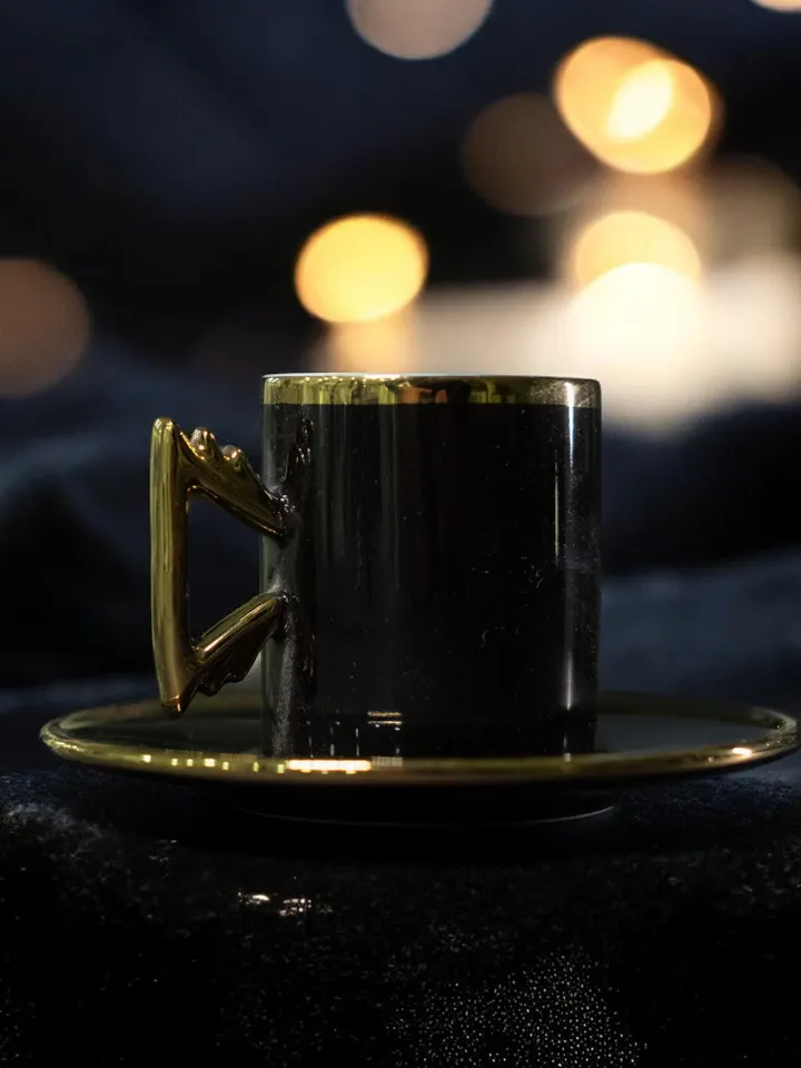 Black And Gold Luxury 12 Pieces Tea Cups | Black and Gold Tea Cups | Elegant 12-Pieces Tea Cups