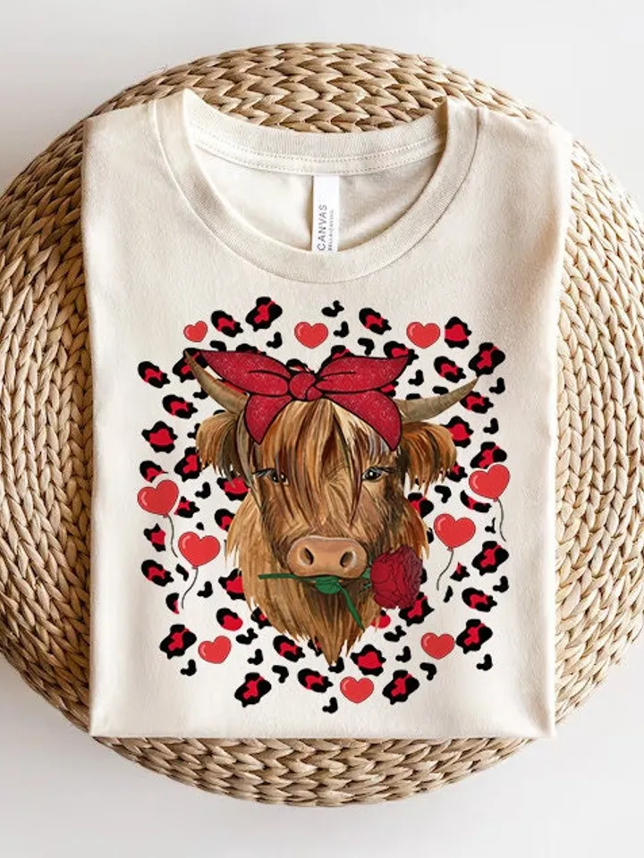 Heifer Valentine Png - Highland Cow Valentine Png - Valentine Day Western Country Png - Love Cow Valentines Day Png