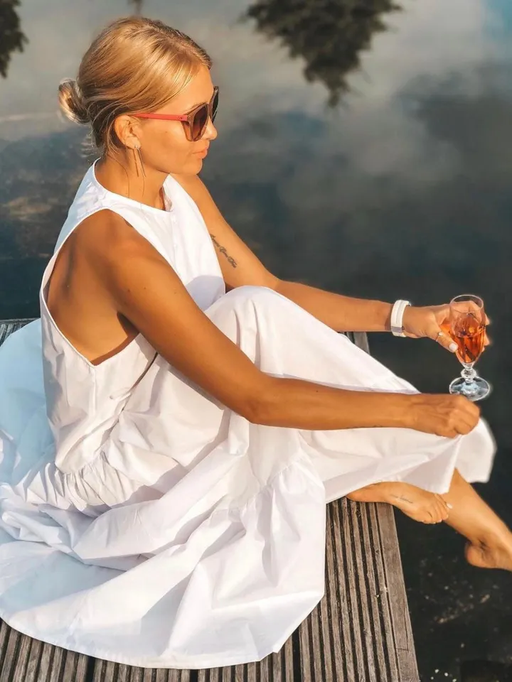 Long Cotton Oversized Summer White Dress | Pink Dress Long | Resort Wear Dress | Elegant Summer Loose Dress | Classy Summer Dress Big