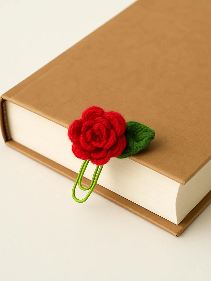 Micro Crochet Rose Paper Clip Bookmark, Cute Floral Planner Accessories, Perfect Gift for Book Lovers and Journal Enthusiasts