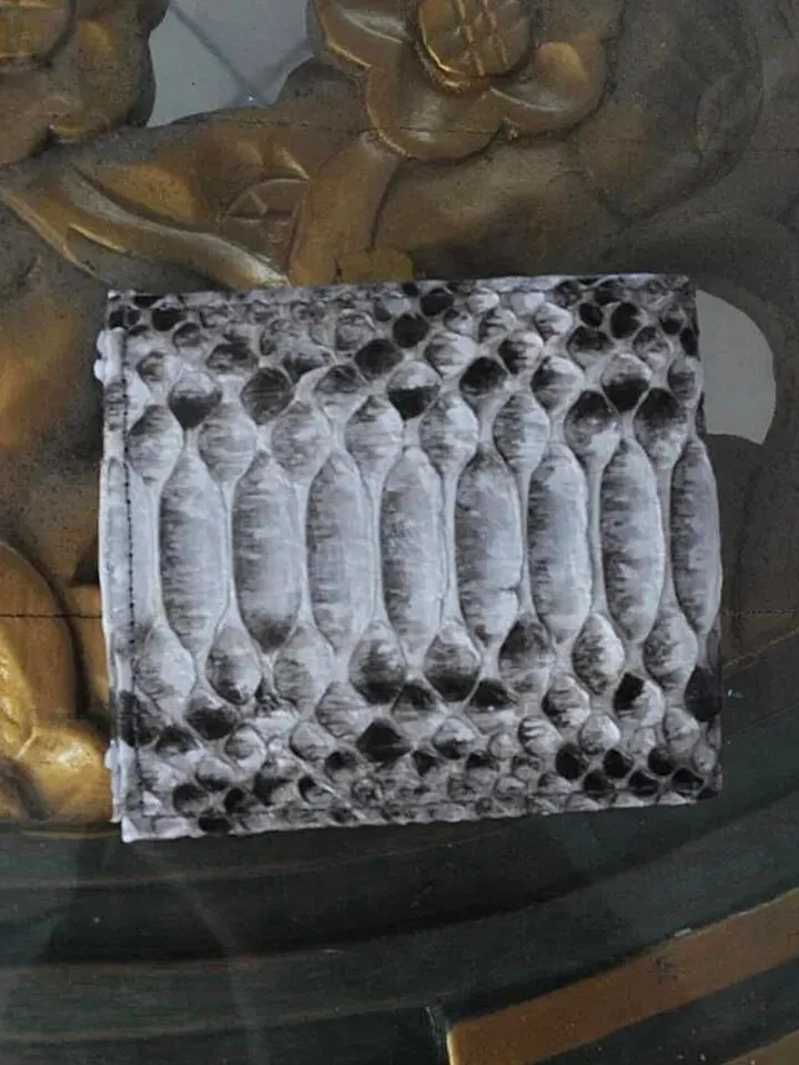 Genuine Python Skin Men Flat Wallet | Exotic Leather Money  Wallet | Gift For Him | Money Clips and Wallet | Grey Portmone Handmade
