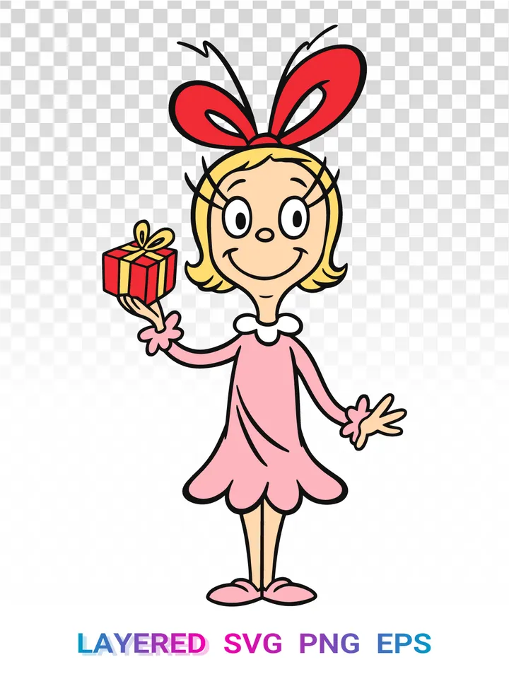 🎁 Cindy Lou Who Gift SVG, Dr Seuss Christmas PNG Cricut