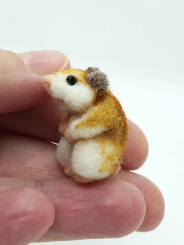 Tiny needle felted hamster, miniature animal, syrian hamster made to order