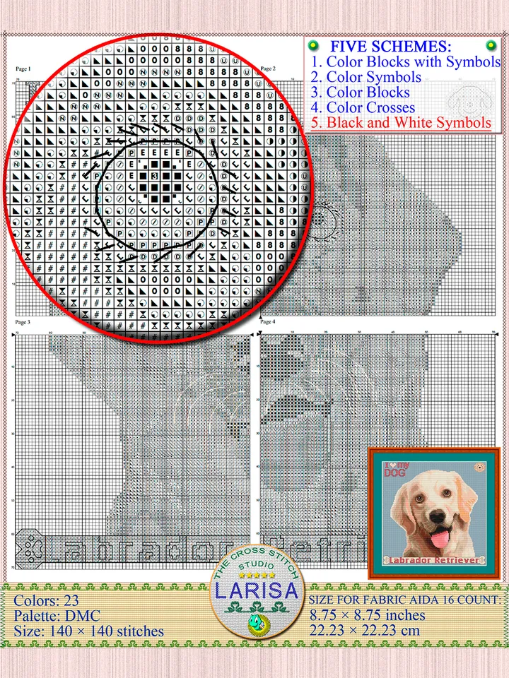 Labrador Cross Stitch Pattern | Yellow Lab
