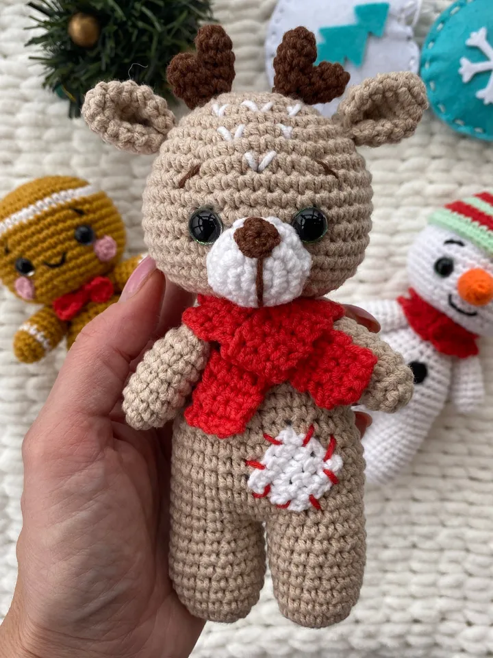 DEER Christmas Crochet pattern - Amigurumi patterns toy - Pdf English tutorial - New year ornaments