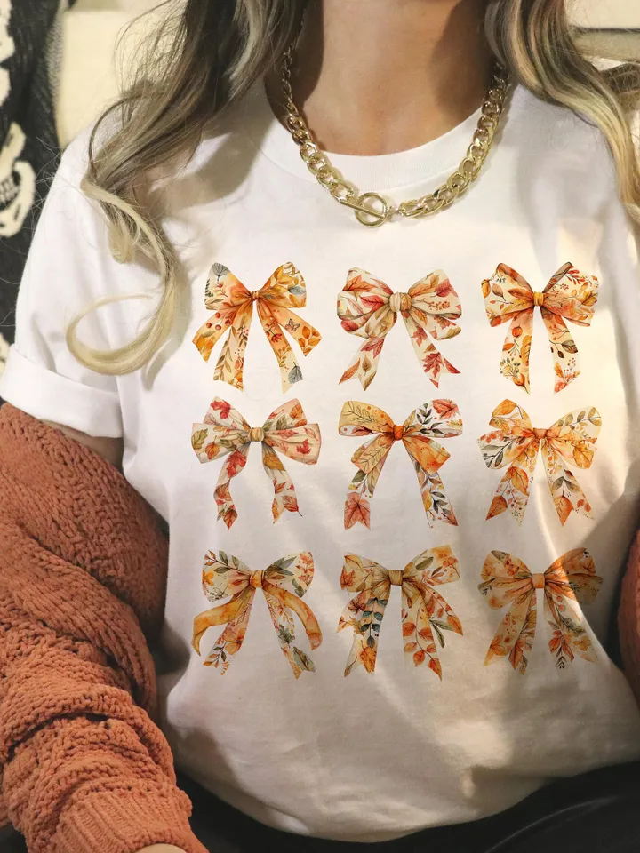 Retro Fall Pumpkin Bow Png, Fall Coquette Bow PNG, Fall Shirt Png, Autumn Pumpkin Png, Autumn Sublimation Design Fall PNG Fall Autumn Shirt
