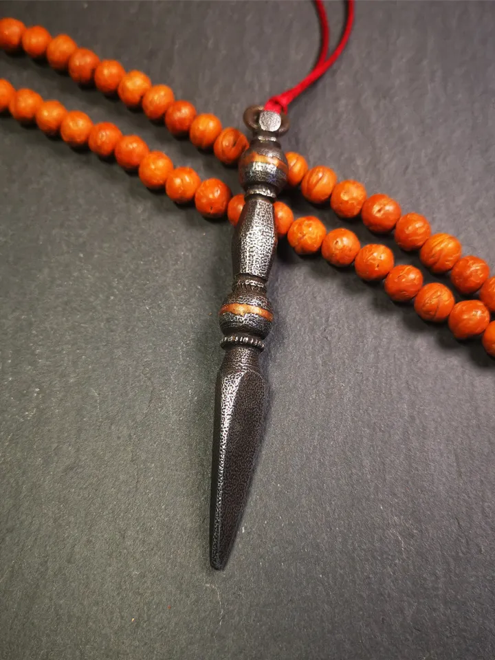 Gandhanra Handmade Tibetan Amulet ,Kila(Dorje Phurba) , Trantic Buddhism Ritual Implement Pendant,Made of Cold Iron,3.74&quot;
