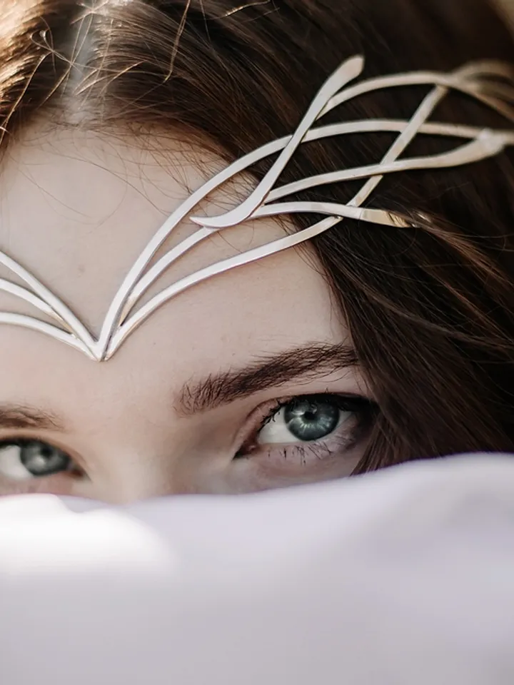 Tiara for wood nymph from branches and leaves, Crown of Forest dryad, Silver diadem, fantasy fairy elven Princess, Indis