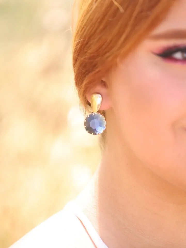 Gold , Montana Blue Boho Bridal Earrings , Swarovski Crystal Statement Boho Wedding Earrings , Boho Bridal Jewelry , Boho Wedding Jewelry,