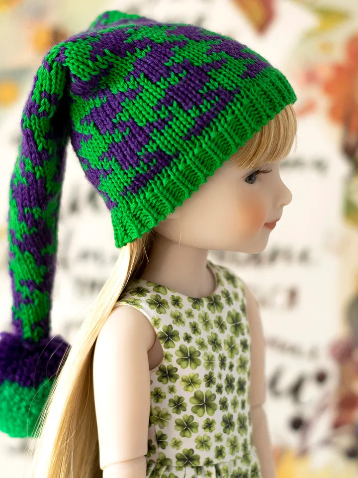 Elf hat with pompom for Ruby Red Fashion Friends doll for Christmas or Saint Patrick's day, doll accessory, doll costume
