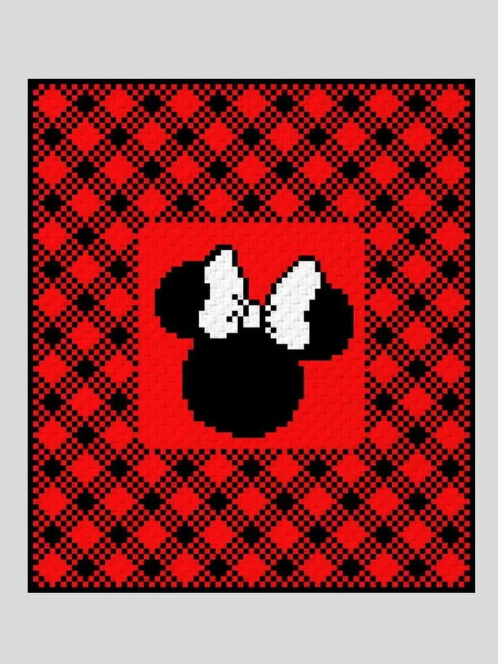 Buffalo Plaid Minnie Mouse-Crochet C2C graphgan blanket pattern