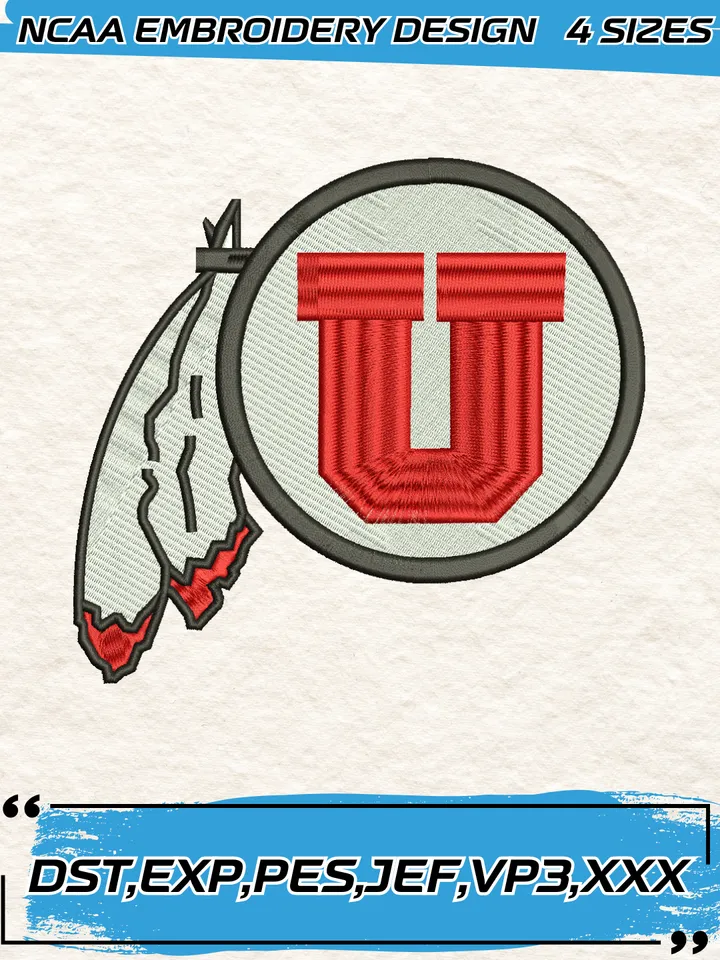 Utah Utes Embroidery Designs,NCAA Logo Embroidery Design,Machine Embroidery Design File,4 Sizes, Digital Download
