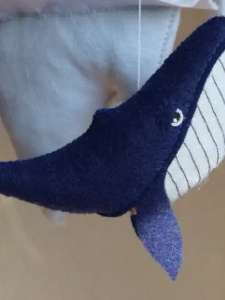 Ocean whales mobile, narwhal and orca whale, crib toy for ocean nursery